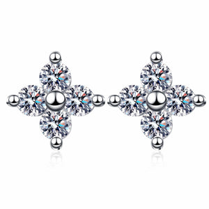 StarGems® Stars 0.8cttw Moissanite 925 Silver Platinum Plated Stud Earrings EX040