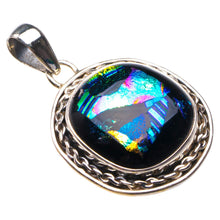 StarGems  Natural Rainbow Dichroic Glass Handmade 925 Sterling Silver Pendant 1.5" D1857