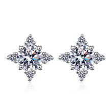 StarGems® Four-Leaf Clover 1ct×2 Moissanite 925 Silver Platinum Plated Stud Earrings EX048