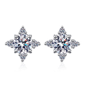 StarGems® Four-Leaf Clover 1ct×2 Moissanite 925 Silver Platinum Plated Stud Earrings EX048