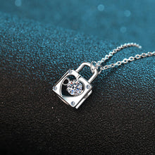 StarGems® Lock 0.3ct Moissanite 925 Silver Platinum Plated Necklace 40+5cm NX117
