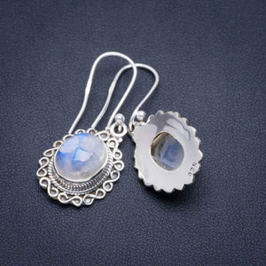 StarGems  Natural Rainbow Moonstone Handmade Unique 925 Sterling Silver Earrings 1.5" A2427