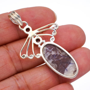 StarGems® Natural Cobra Jasper and Amethyst Handmade 925 Sterling Silver Pendant 2" S0677