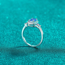 StarGems® Royalblue Emerald Cut 1ct Moissanite 925 Silver Platinum Plated Ring RX037