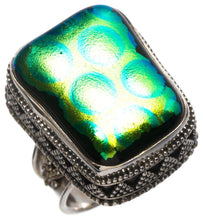 StarGems® Natural Rainbow Dichroic Glass Antique Design Handmade 925 Sterling Silver Ring, Size 9.75 T5513