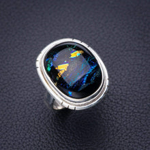 StarGems® Natural Rainbow Dichroic Glass Handmade 925 Sterling Silver Ring 6 D7966