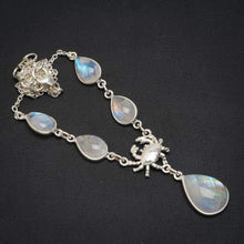 StarGems  Natural Rainbow Moonstone Handmade Unique 925 Sterling Silver Necklace 16.25+1.25" A3176