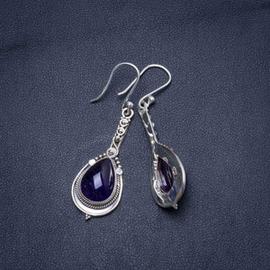 StarGems® Natural Amethyst Handmade Unique 925 Sterling Silver Earrings 2" X5004