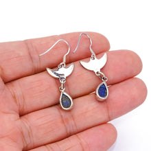 StarGems  Natural Lapis Lazuli Handmade Unique Half-Moon Shape 925 Sterling Silver Earrings 1 1/2" S1753