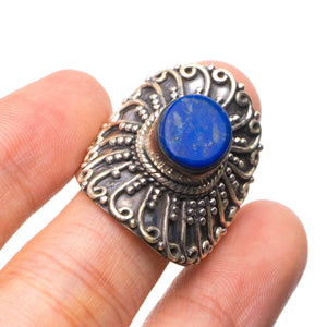 StarGems  Natural Lapis Lazuli Handmade Indian 925 Sterling Silver Ring, US Size 8 T6427