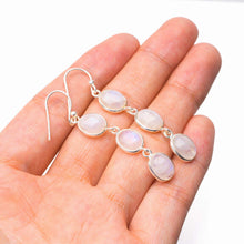 StarGems  Natural Rainbow Moonstone Handmade 925 Sterling Silver Earrings 2" D7252