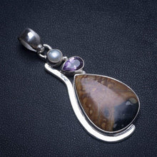 StarGems  Natural Picasso Jasper,Amethyst and River Pearl Mexican 925 Sterling Silver Pendant 2" T1766