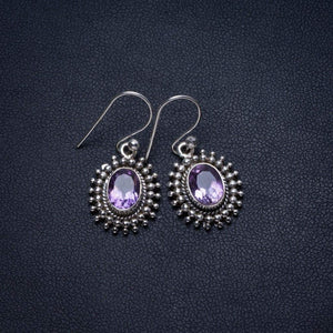 StarGems® Natural Amethyst Handmade Unique 925 Sterling Silver Earrings 1" T3183