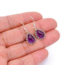 StarGems  Natural Amethyst Handmade Unique 925 Sterling Silver Earrings 1" S1848