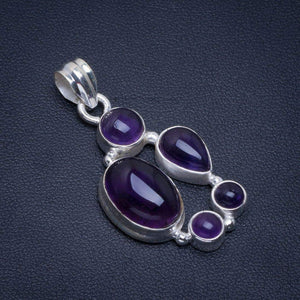 StarGems  Natural Amethyst Handmade Unique 925 Sterling Silver Pendant 1.5" B3108