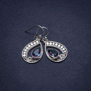 StarGems  Natural Mystical Topaz Handmade Vintage 925 Sterling Silver Earrings 1 1/4" T4405