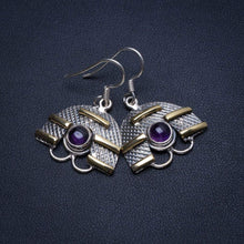 StarGems® Natural Two Tones Amethyst Handmade Unique 925 Sterling Silver Earrings 1 1/4" T4573