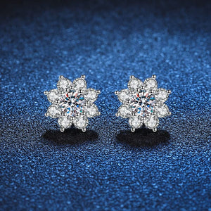 StarGems® 0.5ct Moissanite 925 Silver Platinum Plated Sunflower Stud B4670