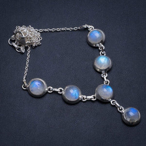 StarGems® Natural Rainbow Moonstone Handmade Vintage 925 Sterling Silver Y Necklace 19.25" T8730