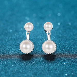 StarGems® 6-7,8-9mm AAAA Pearls 0.252cttw Moissanite 925 Silver Platinum Plated Stud Earrings EX056