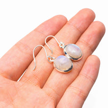 StarGems  Natural Rainbow Moonstone Handmade 925 Sterling Silver Earrings 1.25" D7383