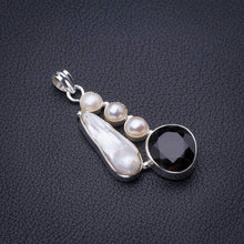 StarGems  Natural Smoky Quartz,Biwa Pearl And River Pearl Handmade 925 Sterling Silver Pendant 2" D2320