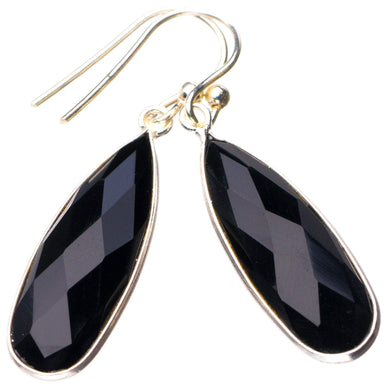 StarGems® Natural Black Onyx Handmade 925 Sterling Silver Earrings 1.5