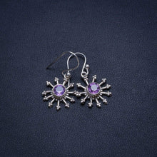 StarGems  Natural Amethyst Handmade Mexican 925 Sterling Silver Earrings 1" T4416