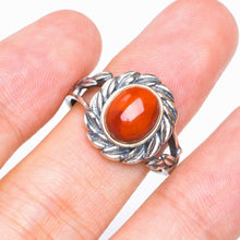 StarGems  Natural Nanjiang Red Agate Opening Handmade 925 Sterling Silver Ring 7.25 D1111