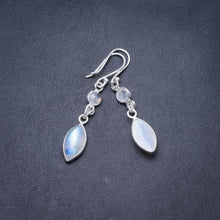 StarGems  Natural Rainbow Moonstone Handmade Unique 925 Sterling Silver Earrings 1.75" Y3246