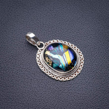 StarGems  Natural Rainbow Dichroic Glass Handmade 925 Sterling Silver Pendant 1.5" D5900