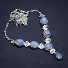 StarGems  Natural Rainbow Moonstone Handmade Boho 925 Sterling Silver Y Necklace 18.5" T8594