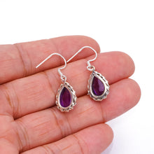 StarGems  Natural Amethyst Handmade Unique 925 Sterling Silver Earrings 1" S1848