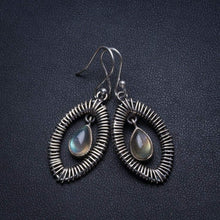 StarGems  Natural Blue Fire Labradorite Handmade 925 Sterling Silver Earrings 1 3/4" T3562