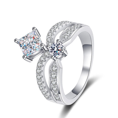 StarGems® Princess Cut Crown 1.3ct Moissanite 925 Silver Platinum Plated Ring RX084