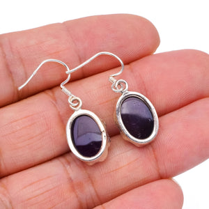 StarGems  Natural Amethyst Punk Style 925 Sterling Silver Earrings 1 1/4" S1380