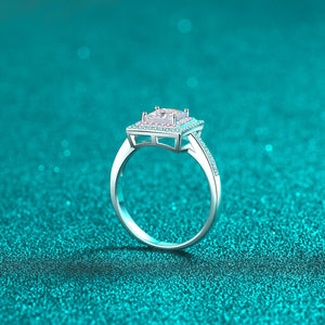 StarGems  Princess Cut Pink Triple Layer Four Prong 1ct Moissanite 925 Silver Platinum Plated Ring RX009