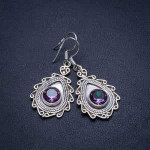 StarGems  Natural Mystical Topaz Handmade Mexican 925 Sterling Silver Earrings 1 1/2" T4871