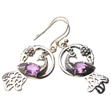 StarGems  Natural Amethyst Peacock Handmade 925 Sterling Silver Earrings 1.75" D7138