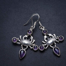 StarGems  Natural Amethyst Handmade Unique Crab Shape 925 Sterling Silver Earrings 1 3/4" T3208