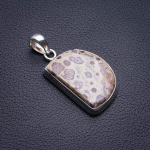 StarGems  Natural Leopard Skin Jasper Handmade 925 Sterling Silver Pendant 1.75" D1952