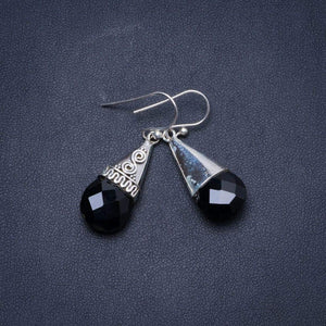 StarGems® Natural Black Onyx Handmade Unique 925 Sterling Silver Earrings 1.5" X5044