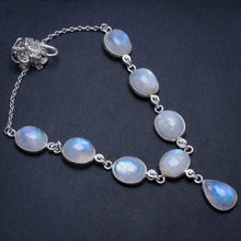 StarGems  Natural Rainbow Moonstone Handmade 925 Sterling Silver Y Necklace 17.5" T8707