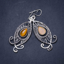 StarGems  Natural Tiger Eye Handmade Unique 925 Sterling Silver Earrings 2.25" X5070