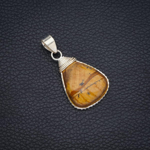 StarGems  Natural Picture Jasper Handmade Vintage 925 Sterling Silver Pendant 1 3/4" S0635