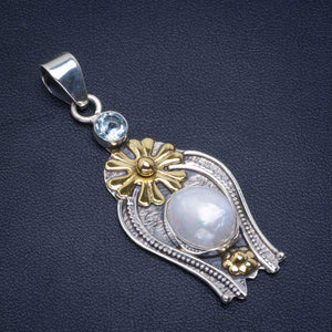 StarGems® Natural Two Tones Biwa Pearl Handmade Unique 925 Sterling Silver Pendant 2" B3184