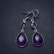 StarGems® Natural Amethyst Handmade Mexican 925 Sterling Silver Earrings 1 3/4" T3291