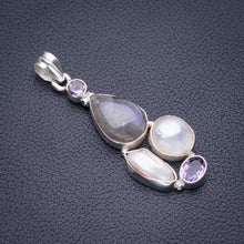 StarGems  Natural Blue Fire Labradorite,Biwa Pearl And Amethyst Handmade 925 Sterling Silver Pendant 2.25" D5654