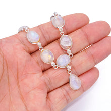 StarGems  Natural Rainbow Moonstone Handmade Boho 925 Sterling Silver Y-Shaped Necklace 17.25" S3381