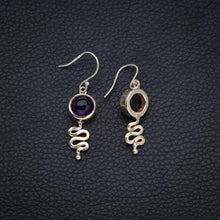 StarGems  Natural Amethyst Snake Handmade Mexican 925 Sterling Silver Earrings 1 1/2" S1516